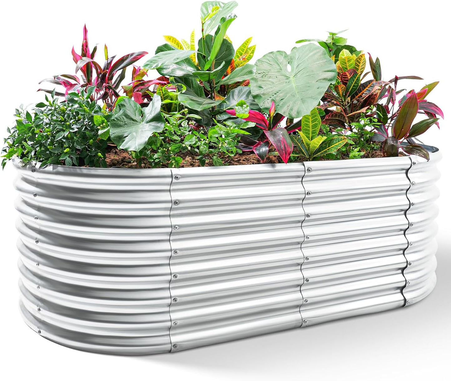 Land Guard 8×4×2 ft Galvanized Raised Garden Bed Kit, Galvanized Planter Raised Garden Boxes Outdoor, Large Metal Raised Garden Beds for Vegetables.