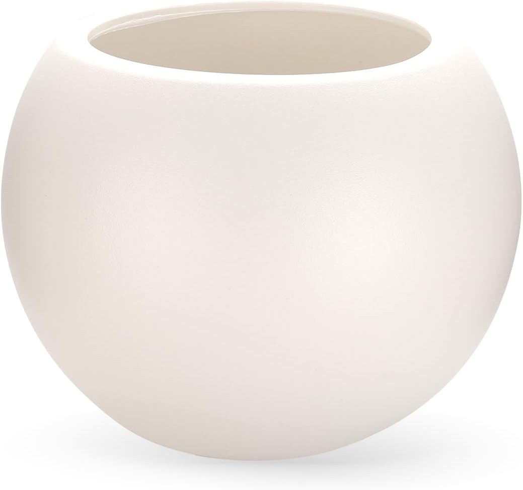 13.78”Dx11”H Large Round Planter,Planters for Indoor Plants & Outdoor,Durable Plastic-Concrete Material Sphere Planter with Drainage Hole & Rubber Plug Weather Resistant,Plant Pot,(9" Pot Opening)
