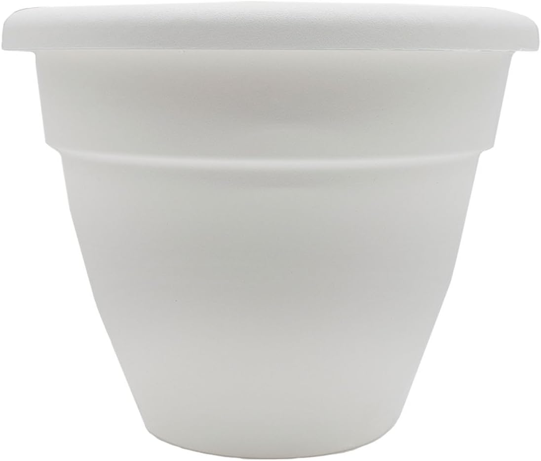 The HC Companies Caribbean Planter Pot - Outdoor & Indoor Plant Pot with Drainage Hole & Plug - Rolled Rim Plastic Pots for Plants & Flowers - Decorative Plant Pot (14" Black, Pack of 1)