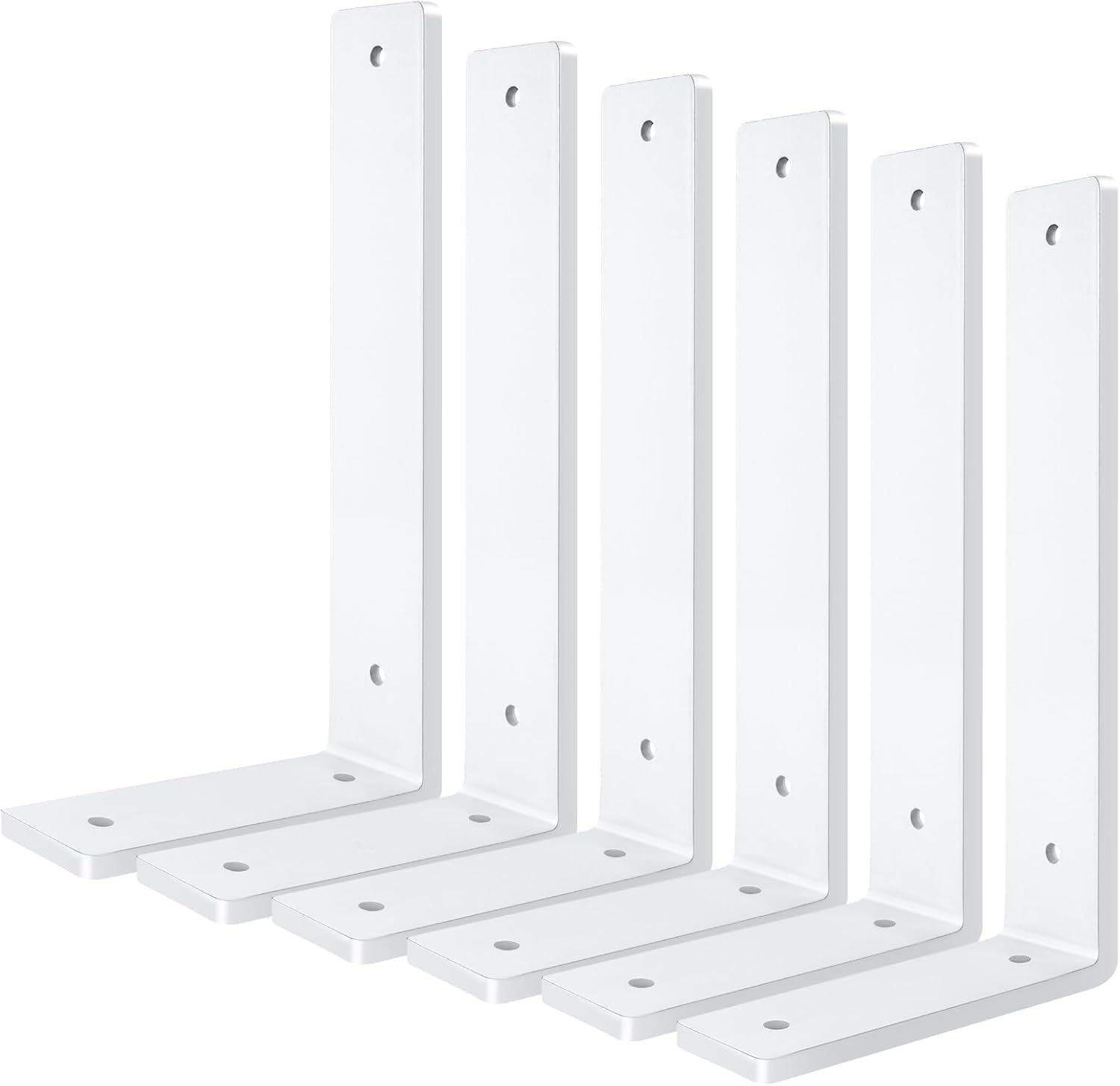 White Floating Shelf Bracket 10 Inch, 6 Pack Heavy Duty Shelf Brackets, Wall Shelf Bracket for DIY Decorative with Mounting Hardware
