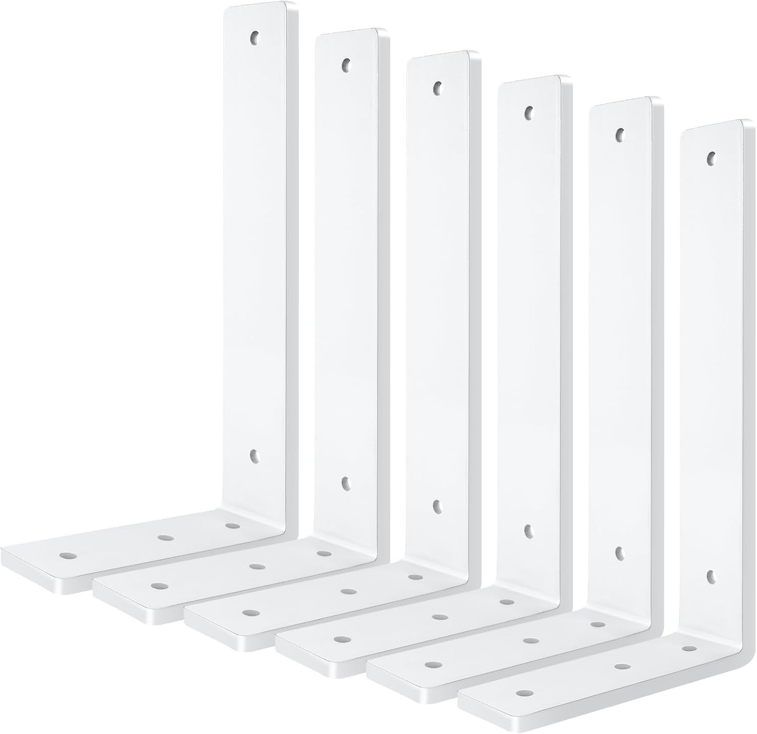 White Floating Shelf Bracket 10 Inch, 6 Pack Heavy Duty Shelf Brackets, Wall Shelf Bracket for DIY Decorative with Mounting Hardware