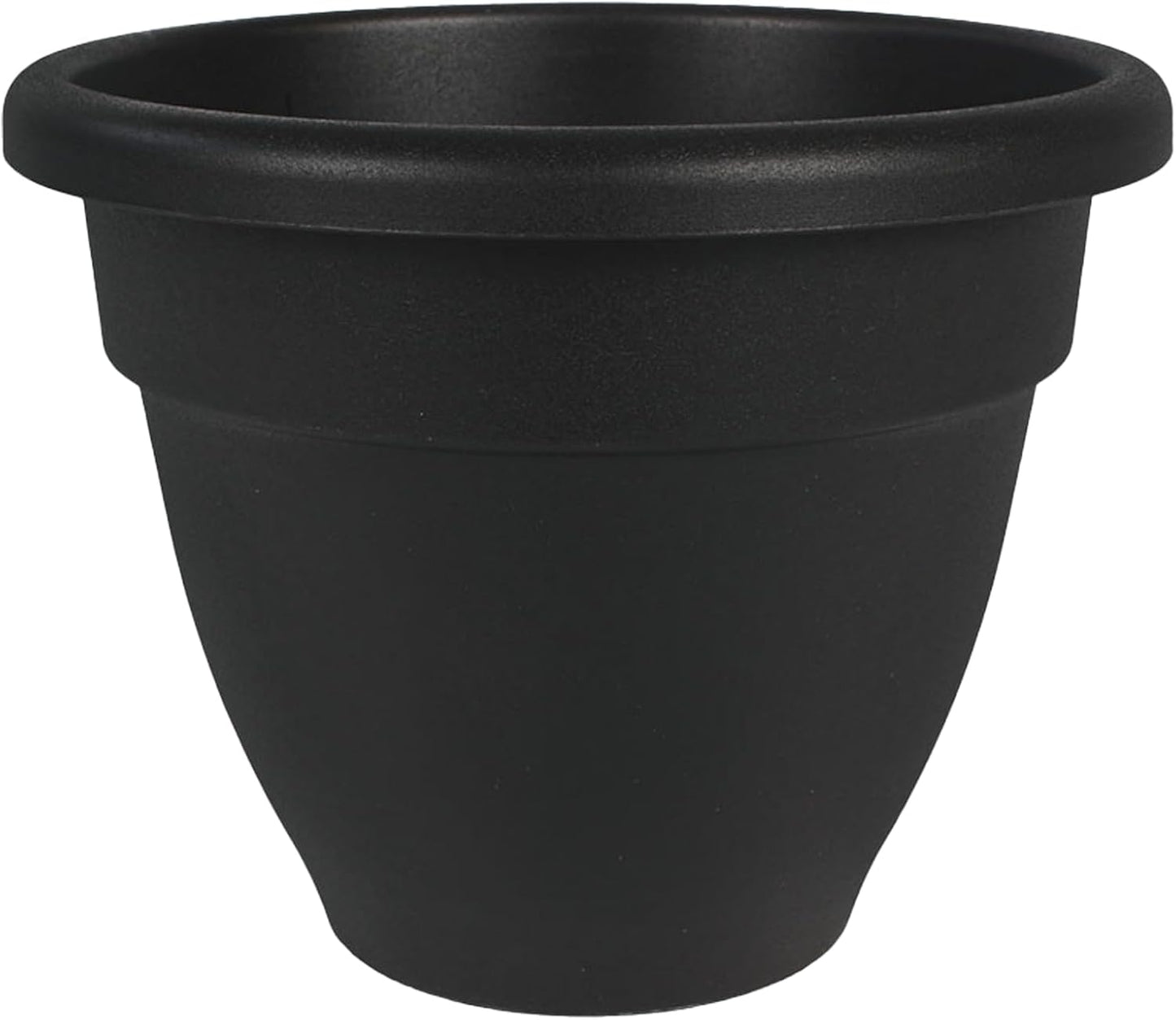 The HC Companies Caribbean Planter Pot - Outdoor & Indoor Plant Pot with Drainage Hole & Plug - Rolled Rim Plastic Pots for Plants & Flowers - Decorative Plant Pot (14" Black, Pack of 1)