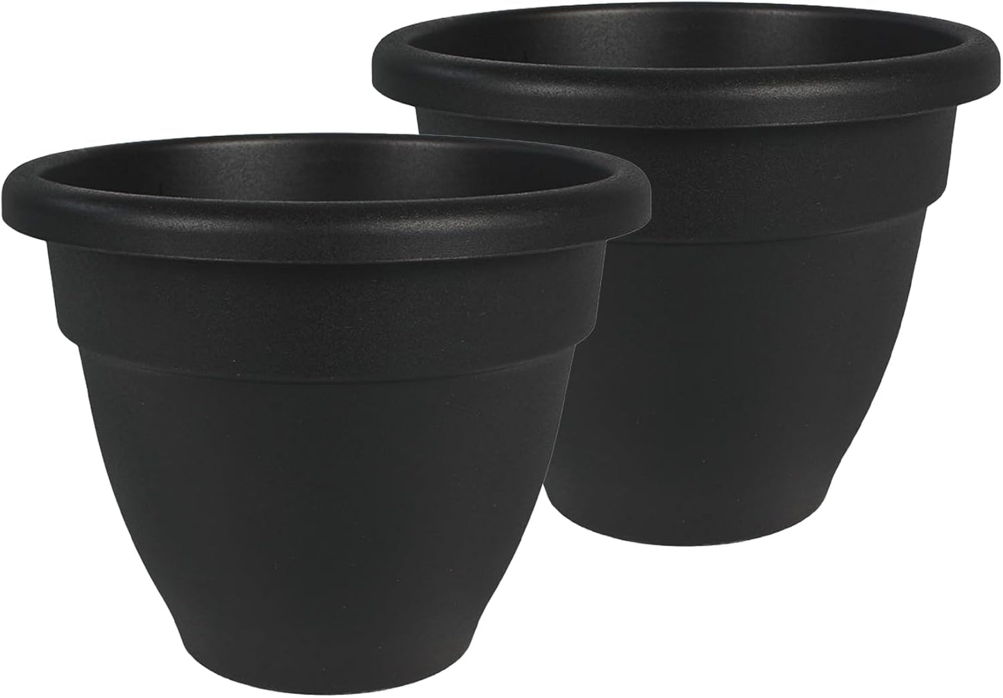 The HC Companies Caribbean Planter Pot - Outdoor & Indoor Plant Pot with Drainage Hole & Plug - Rolled Rim Plastic Pots for Plants & Flowers - Decorative Plant Pot (14" Black, Pack of 1)