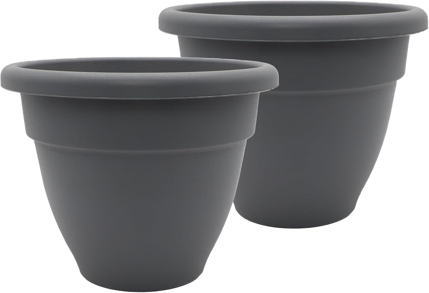The HC Companies Caribbean Planter Pot - Outdoor & Indoor Plant Pot with Drainage Hole & Plug - Rolled Rim Plastic Pots for Plants & Flowers - Decorative Plant Pot (14" Black, Pack of 1)