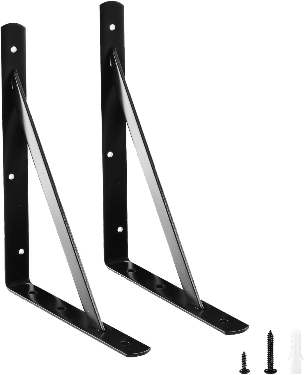 HOME MASTER HARDWARE 12 x 8 inch Heavy Duty Shelf Brackets, Load Capacity: 600lb, 10-Pack White Metal L Supports for Wall Mounted Wood Shelving, Shelves Bracket with Screws
