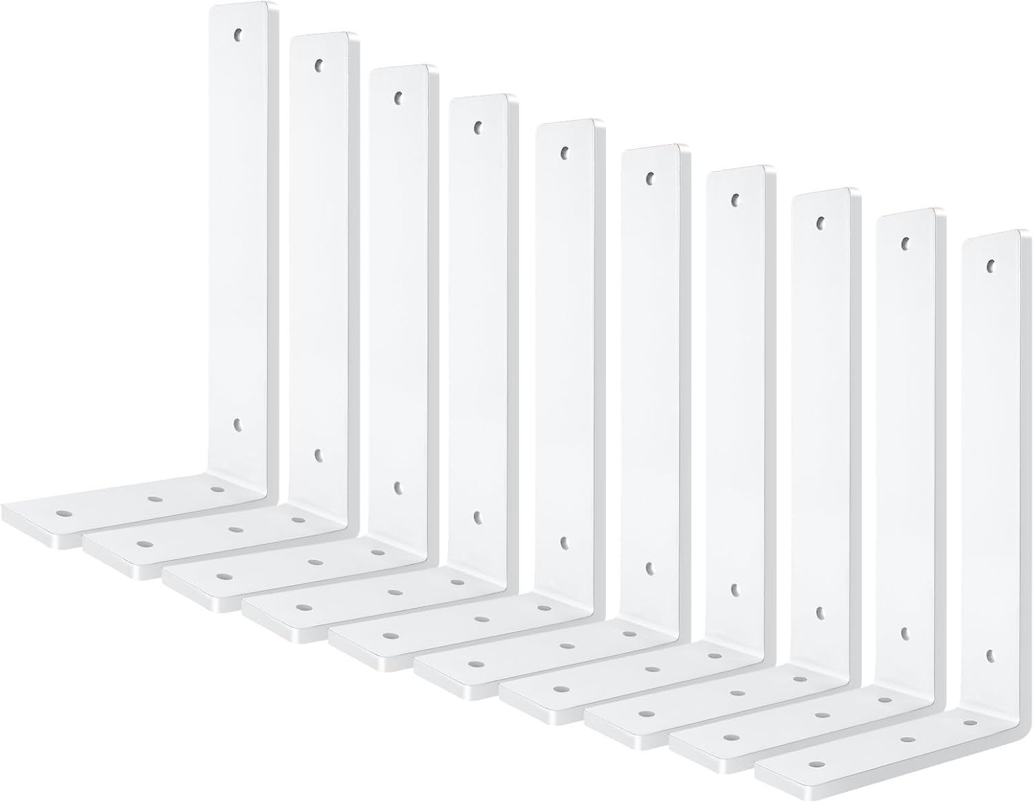 White Floating Shelf Bracket 10 Inch, 6 Pack Heavy Duty Shelf Brackets, Wall Shelf Bracket for DIY Decorative with Mounting Hardware