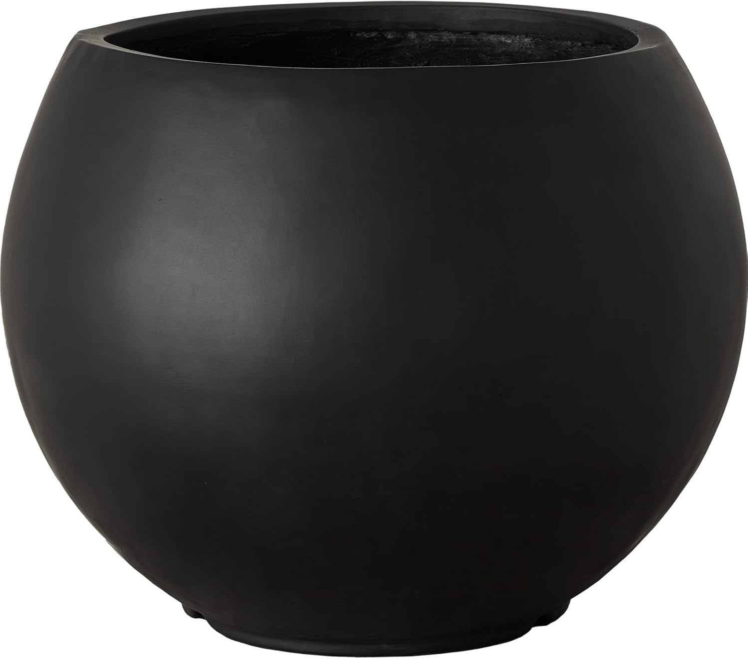 13.5 H x 17" Dia (12" Pot Opening) Round Fiberstone Planter with Drainage Hole, Black, Indoor/Outdoor Large Plant Pot for Home Patio Garden, Ideal for Large Plants