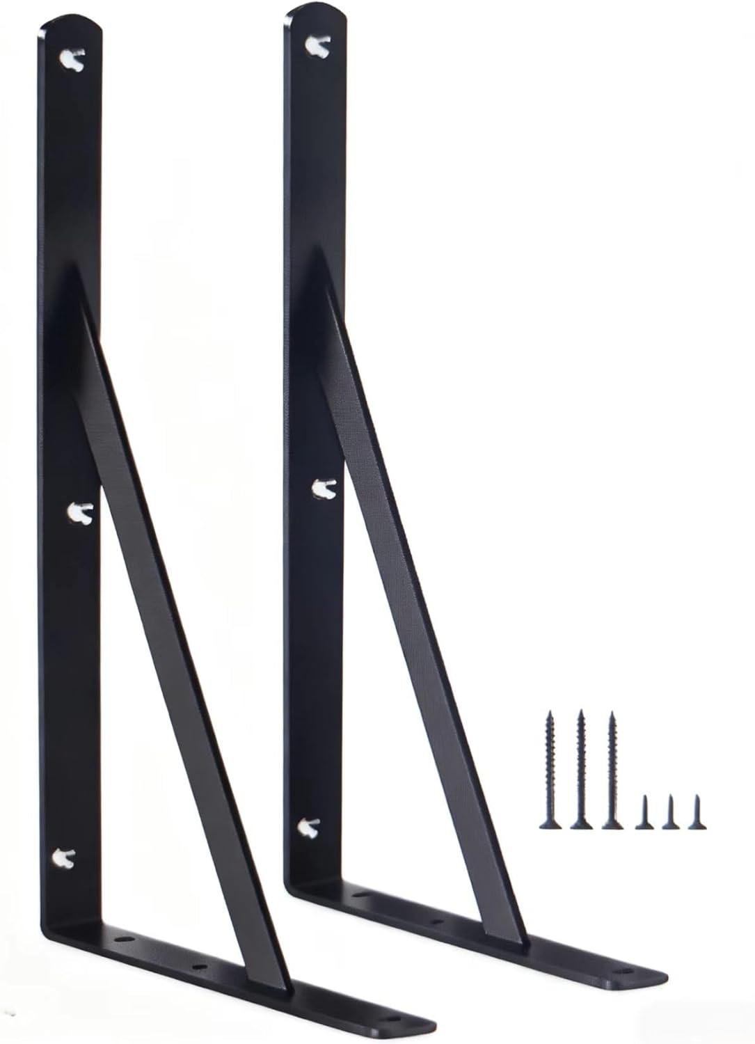 16 Pack L12 x H 8" Black Heavy Duty Shelf Brackets with Screws Metal Shelf Brackets Shelf Support Angle Brackets for Shelves L Brackets Heavy Duty Floating Shelf
