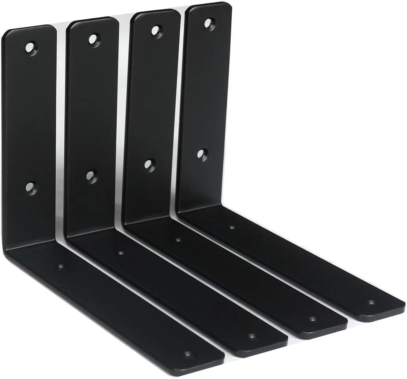 12 Pack - L 8" x H 6" x W1.5, 5mm Thick Black L Shelf Bracket, Iron Shelf Brackets, Metal Shelf Brackets, Floating Shelf, Shelf Supports with Screws