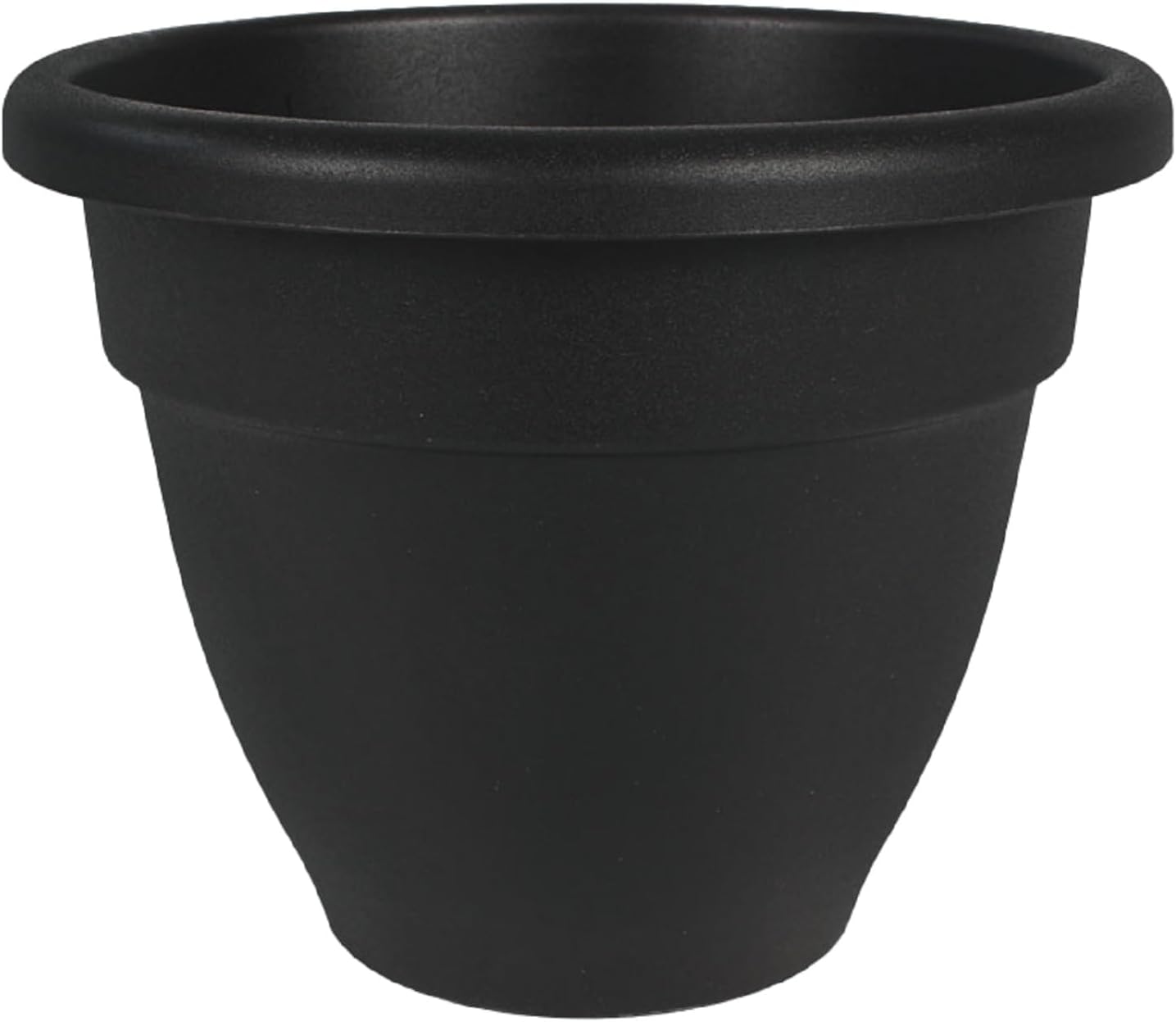 The HC Companies Caribbean Planter Pot - Outdoor & Indoor Plant Pot with Drainage Hole & Plug - Rolled Rim Plastic Pots for Plants & Flowers - Decorative Plant Pot (14" Black, Pack of 1)