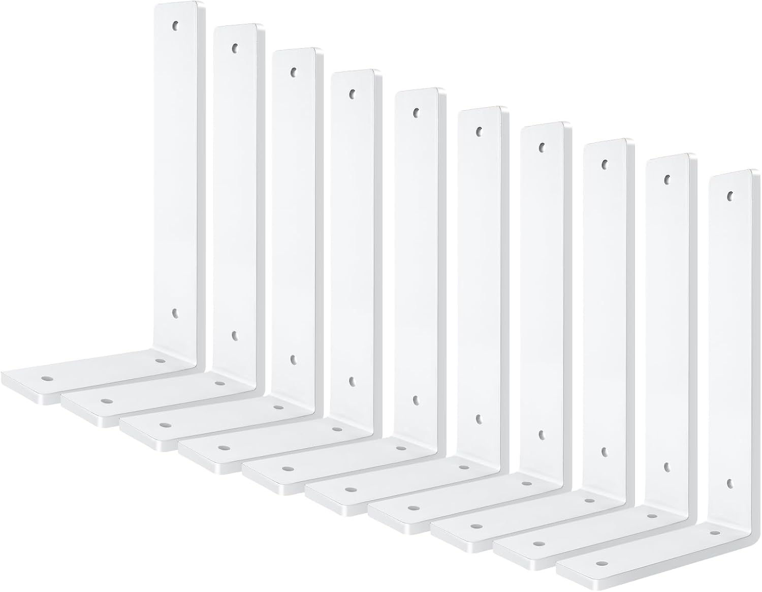 White Floating Shelf Bracket 10 Inch, 6 Pack Heavy Duty Shelf Brackets, Wall Shelf Bracket for DIY Decorative with Mounting Hardware