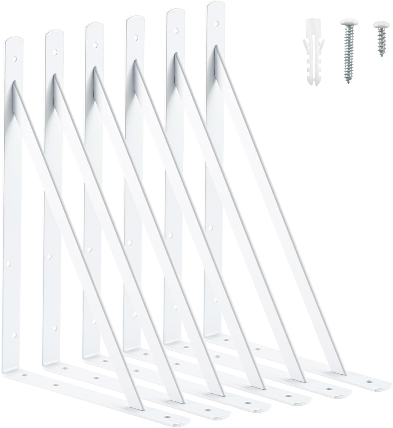 HOME MASTER HARDWARE 12 inch x 8 inch Heavy Duty Shelf Brackets, Load Capacity: 600lb, Black Metal 90 Degree Supports for Shelves 10-Pack, Wall Mounted L Bracket for Floating Shelving with Screws