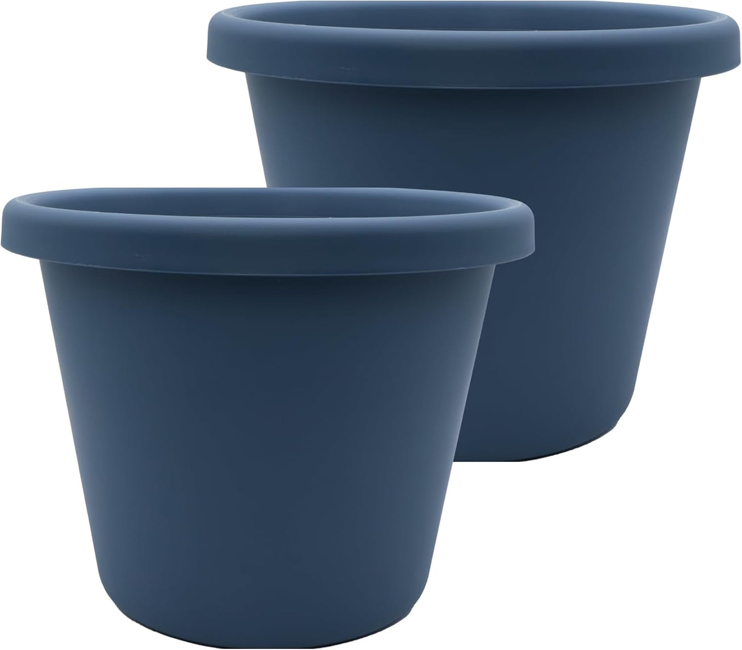 The HC Companies Classic Round Plastic Plant Pot w/Rolled Rim - Lightweight & UV Resistant Flower Pot for Herbs & More - Outdoor & Indoor Plant Pots w/Drainage (24 inch Slate Blue, Pack of 1)