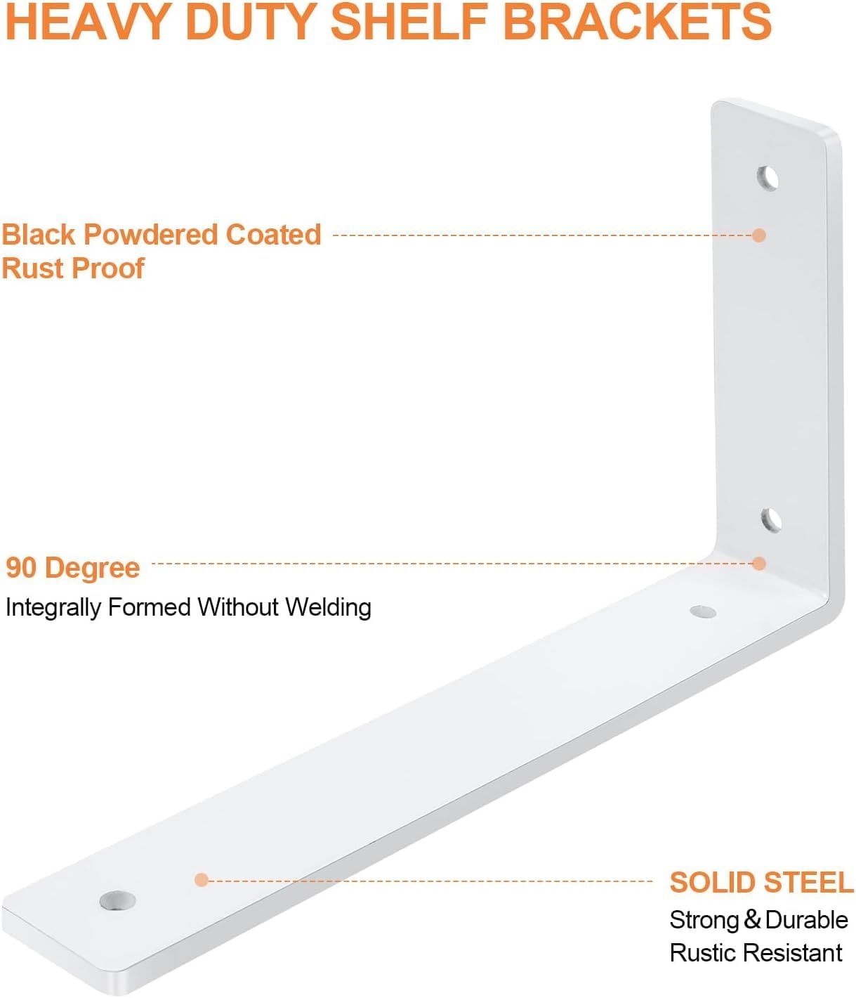 White Floating Shelf Bracket 10 Inch, 6 Pack Heavy Duty Shelf Brackets, Wall Shelf Bracket for DIY Decorative with Mounting Hardware