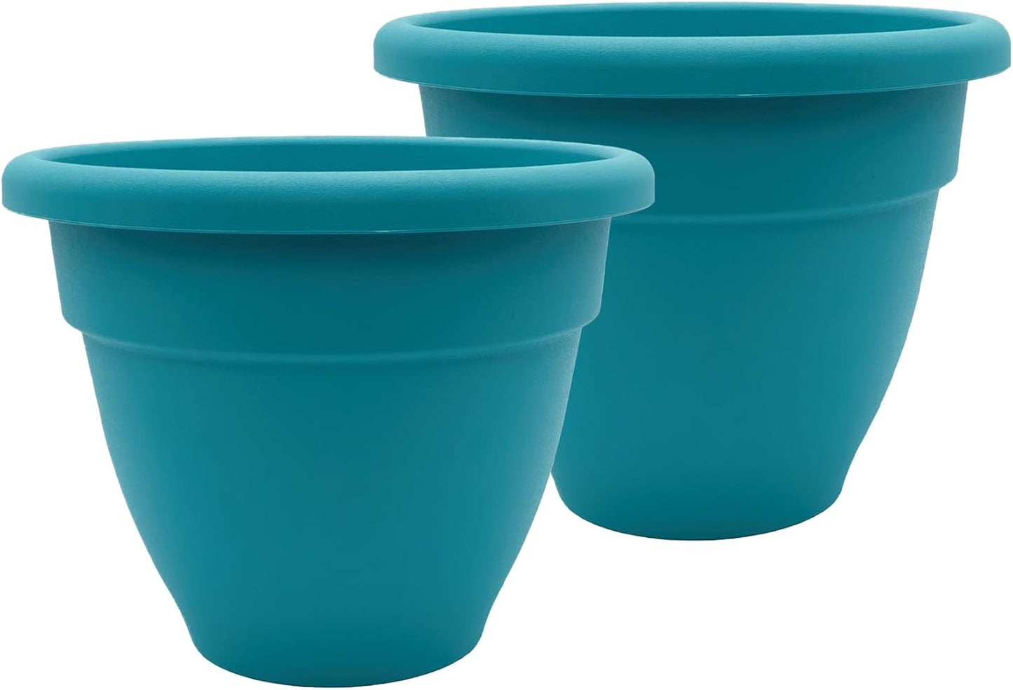 The HC Companies Caribbean Planter Pot - Outdoor & Indoor Plant Pot with Drainage Hole & Plug - Rolled Rim Plastic Pots for Plants & Flowers - Decorative Plant Pot (14" Black, Pack of 1)