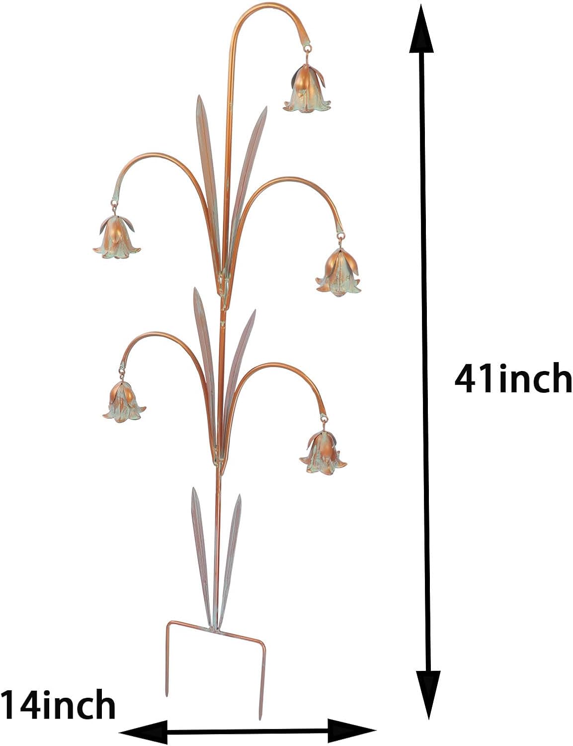 Gardens Metal Flowers with Bells for Outside Garden Art, Decorative Garden Stakes, Outdoor Decoration for Patio Garden Decor.