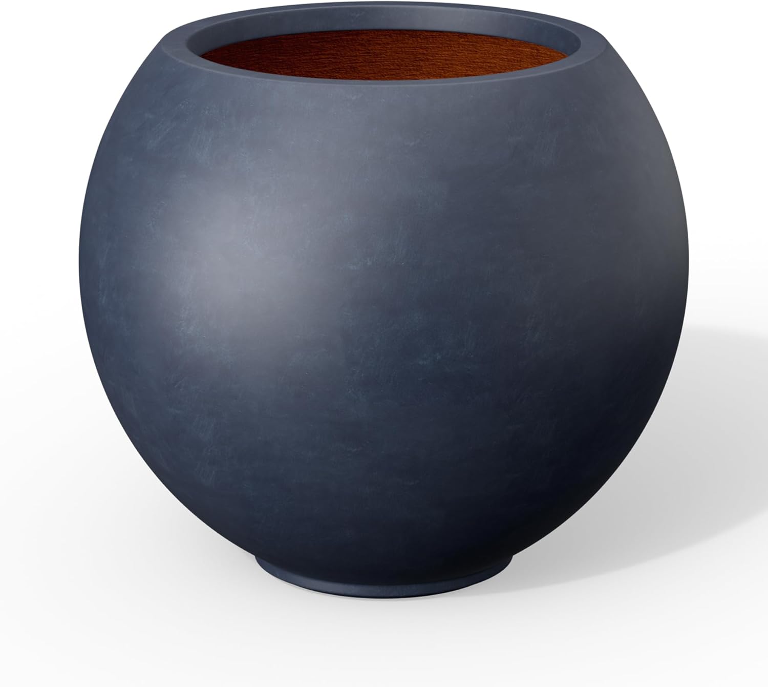 Kante Round Concrete Flower Pot, 11 Inch Dia (7.9" Opening) Sphere Shape Design Planter with Drainage Hole for Indoor & Outdoor Plants, Weathered Concrete Finish with Painted Interior