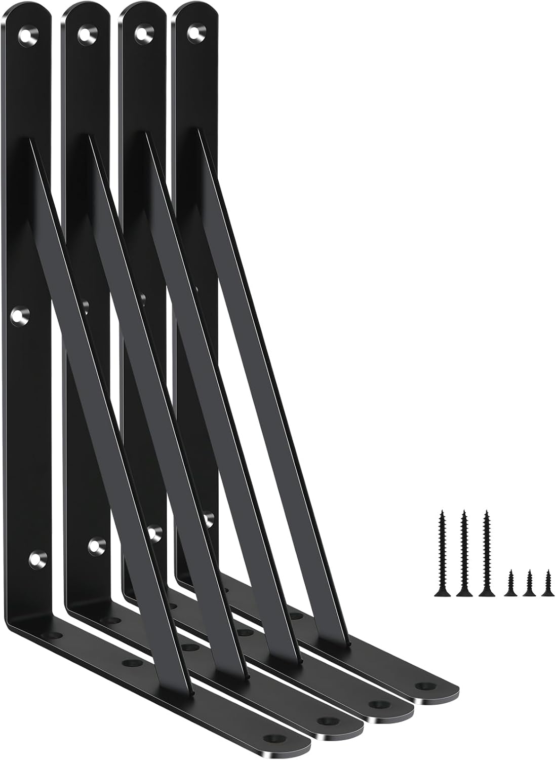 12 Pack L14 x H 10" Black Heavy Duty Shelf Brackets with Screws Metal Shelf Brackets Shelf Support Angle Brackets for Shelves L Brackets Heavy Duty Floating Shelf