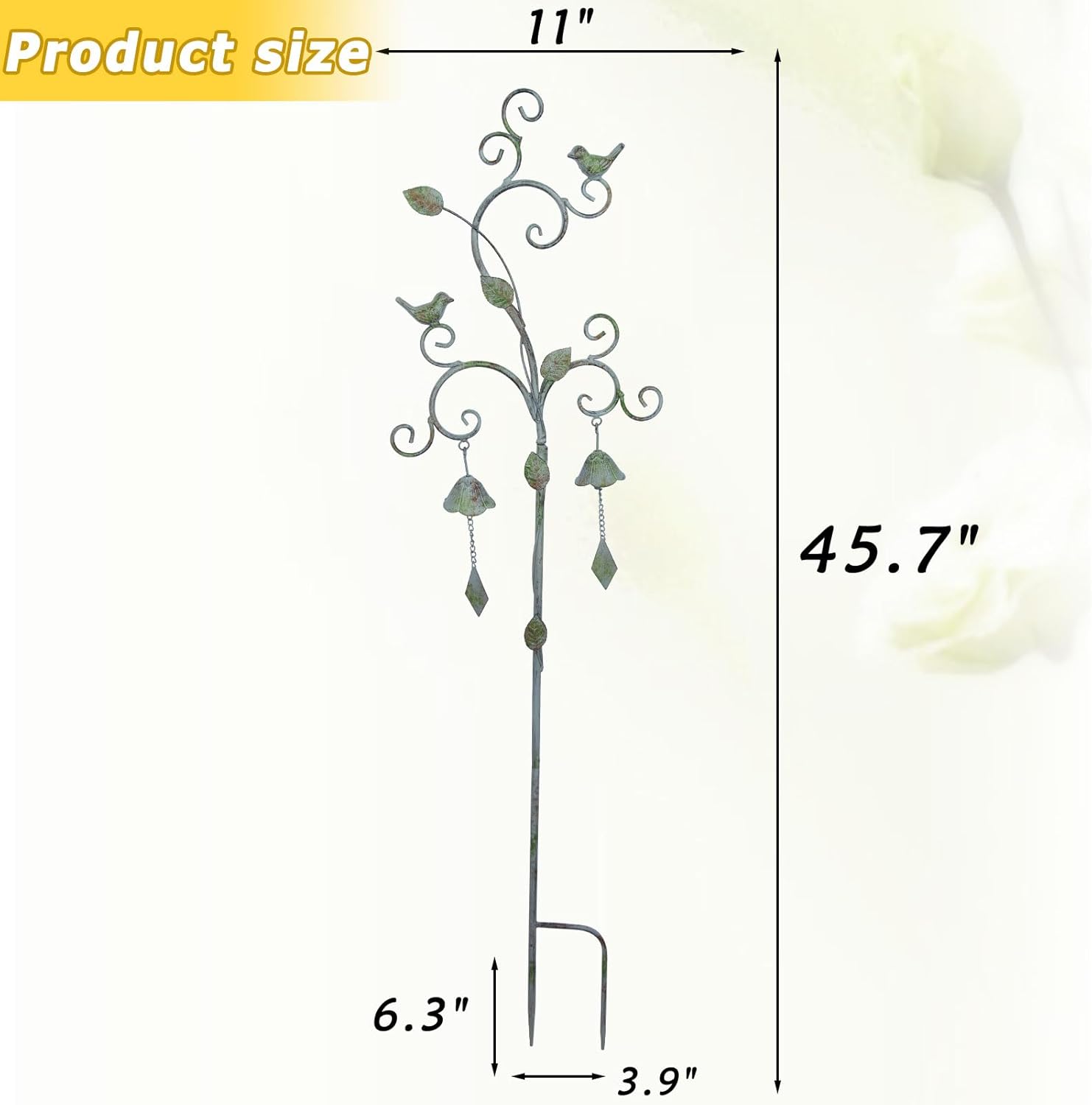 Garden Decor for Outside with Bells,Wind Chime Decorative Outdoor Yard Art, Metal Decorative Garden Stakes for Outside Garden,Flower Beds, Patio.