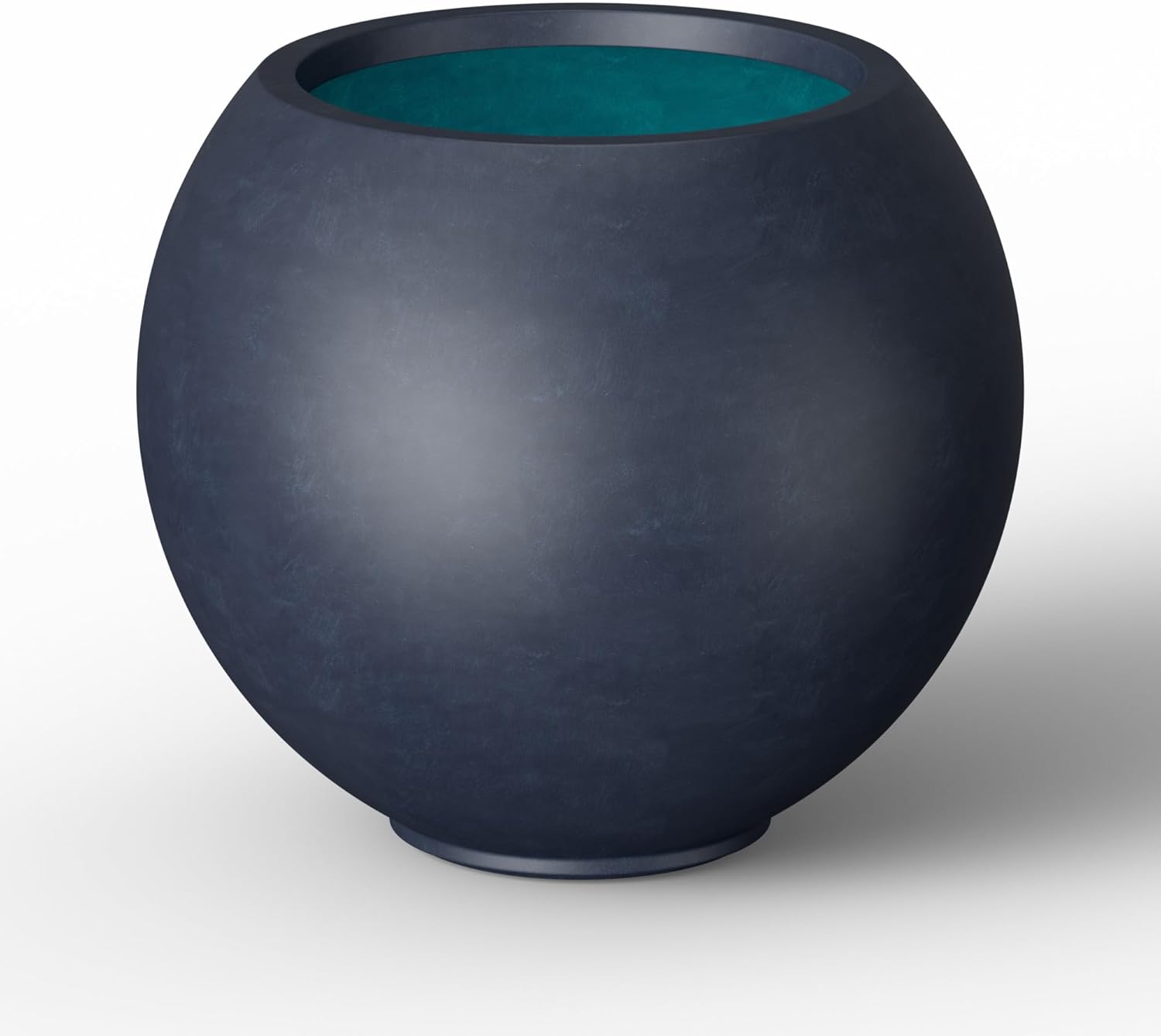 Kante Round Concrete Flower Pot, 11 Inch Dia (7.9" Opening) Sphere Shape Design Planter with Drainage Hole for Indoor & Outdoor Plants, Weathered Concrete Finish with Painted Interior