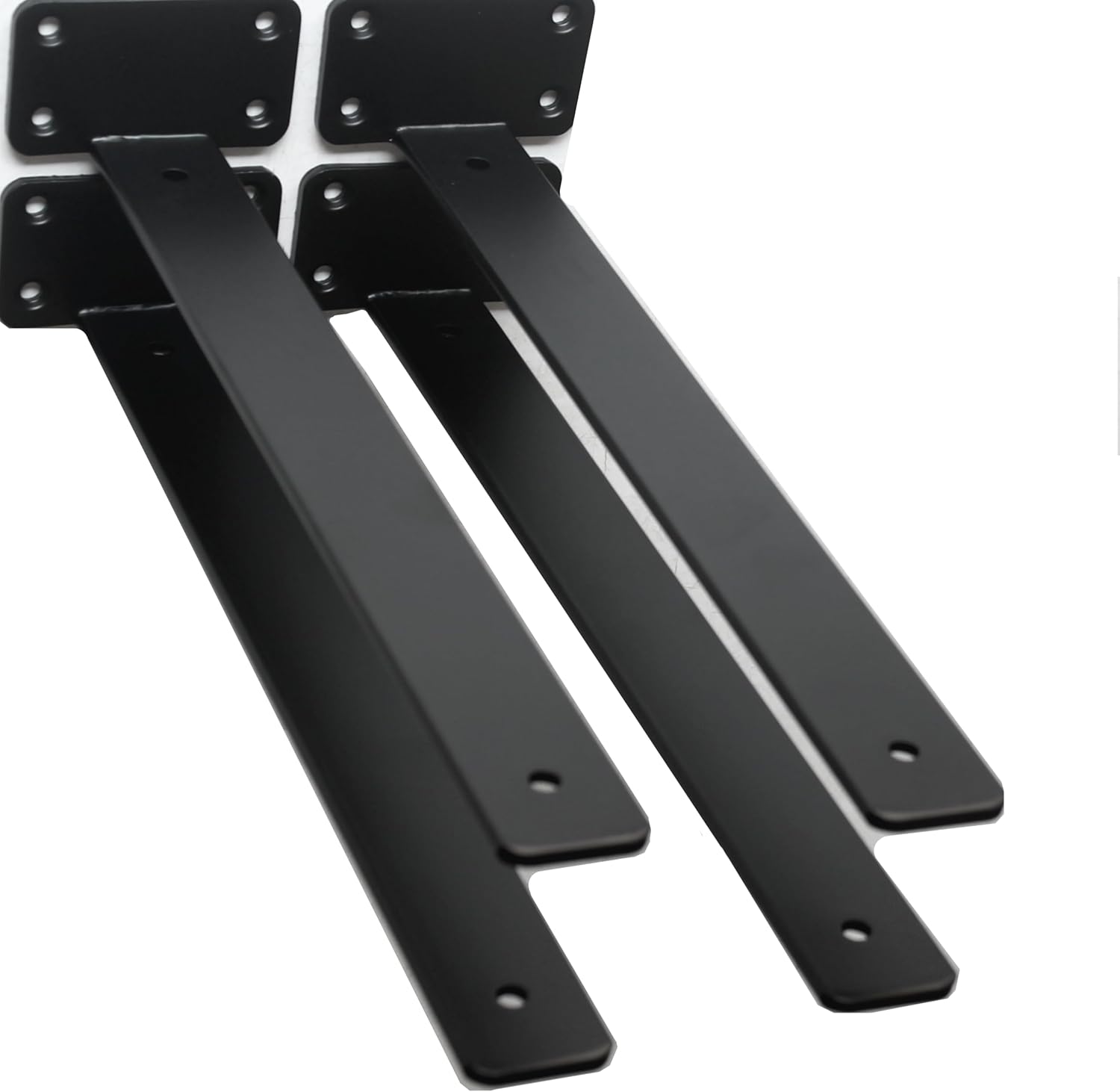 12 Pack - 10 inch Black Hidden L Shelf Bracket (1/5 Inch Thicked) Iron Floating Shelf Brackets Rustic Industrial Metal Brackets for Shelf Support