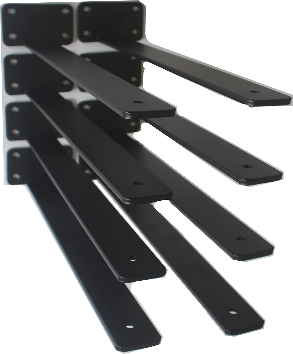12 Pack - 8 inch Black Hidden L Shelf Bracket (1/5 Inch Thicked) Iron Floating Shelf Brackets Rustic Industrial Metal Brackets for Shelf Support