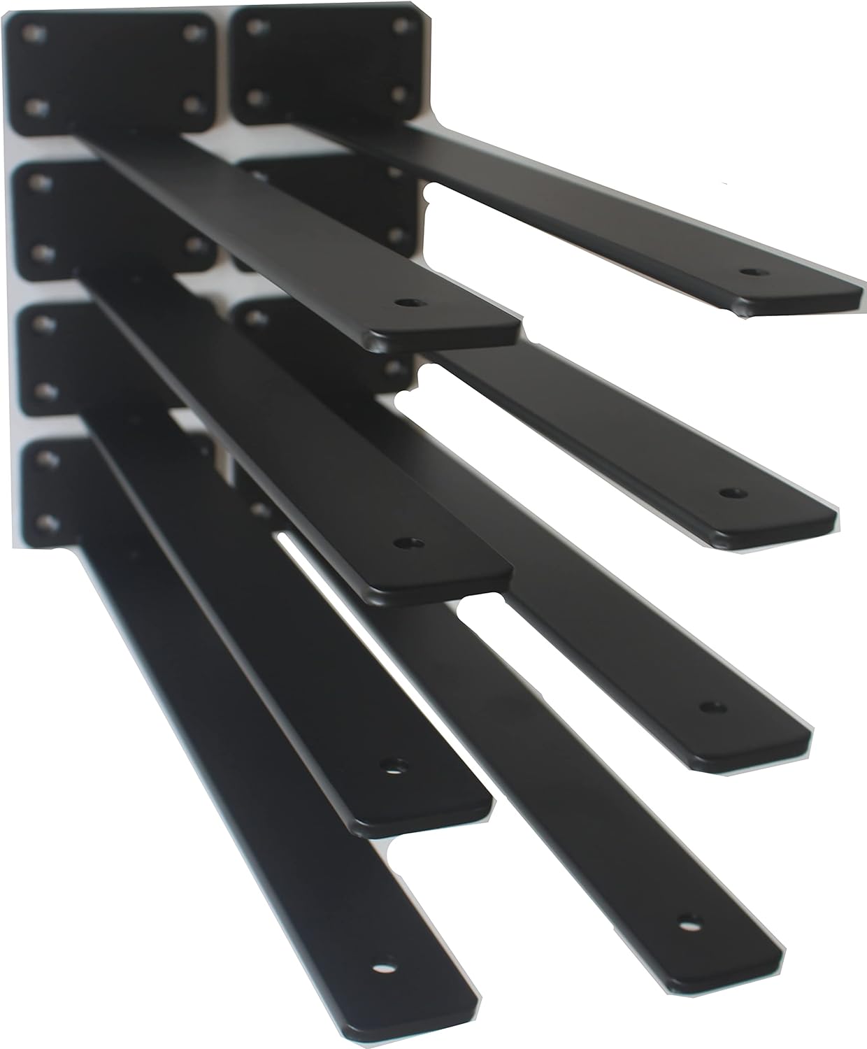 12 Pack - 12 inch Black Hidden L Shelf Bracket (1/5 Inch Thicked) Iron Floating Shelf Brackets Rustic Industrial Metal Brackets for Shelf Support