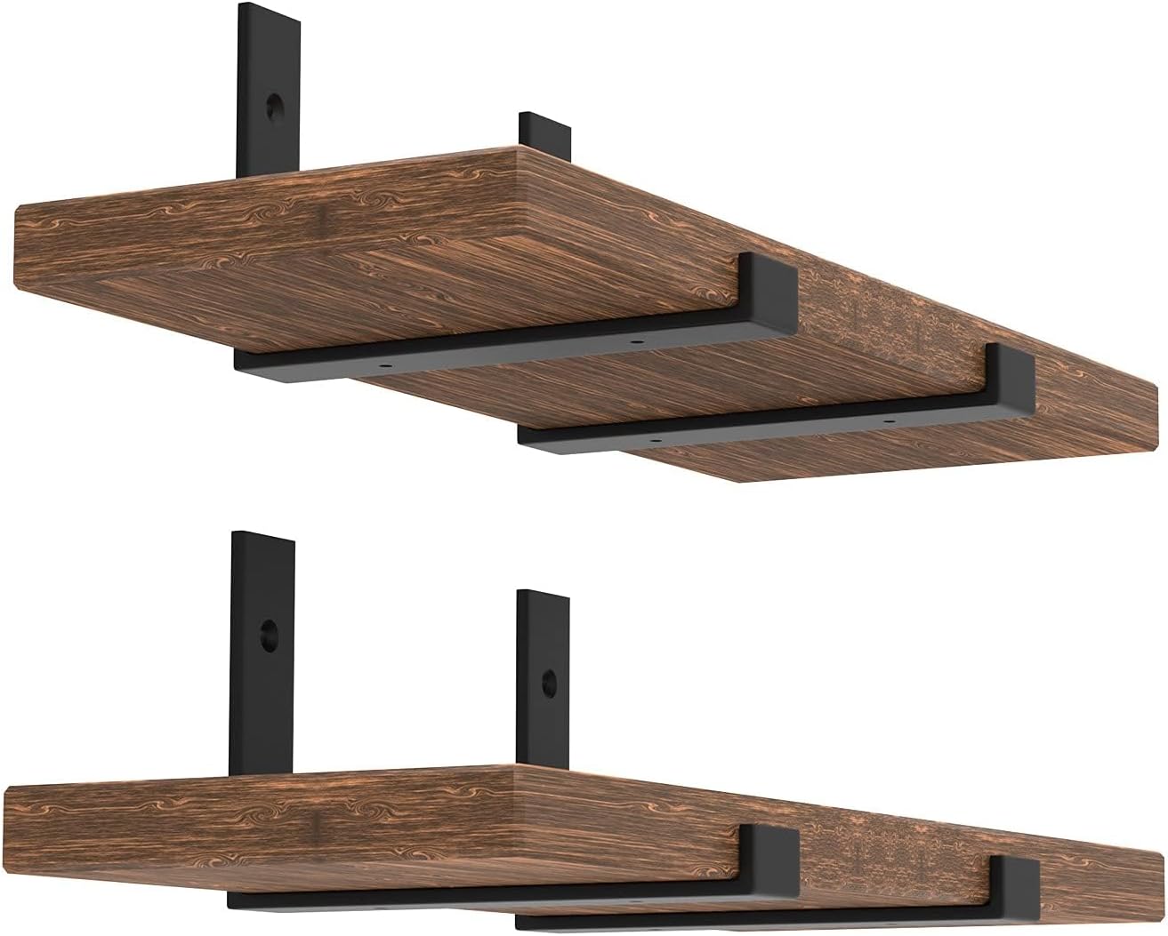 Shelf Brackets 12 Inch, Strong Heavy Duty Floating Shelf Brackets Pack of 8, Industrial Metal Iron Matte Black Shelving Brackets 1/5 Inch Thick Brackets for Shelves 8 PCS