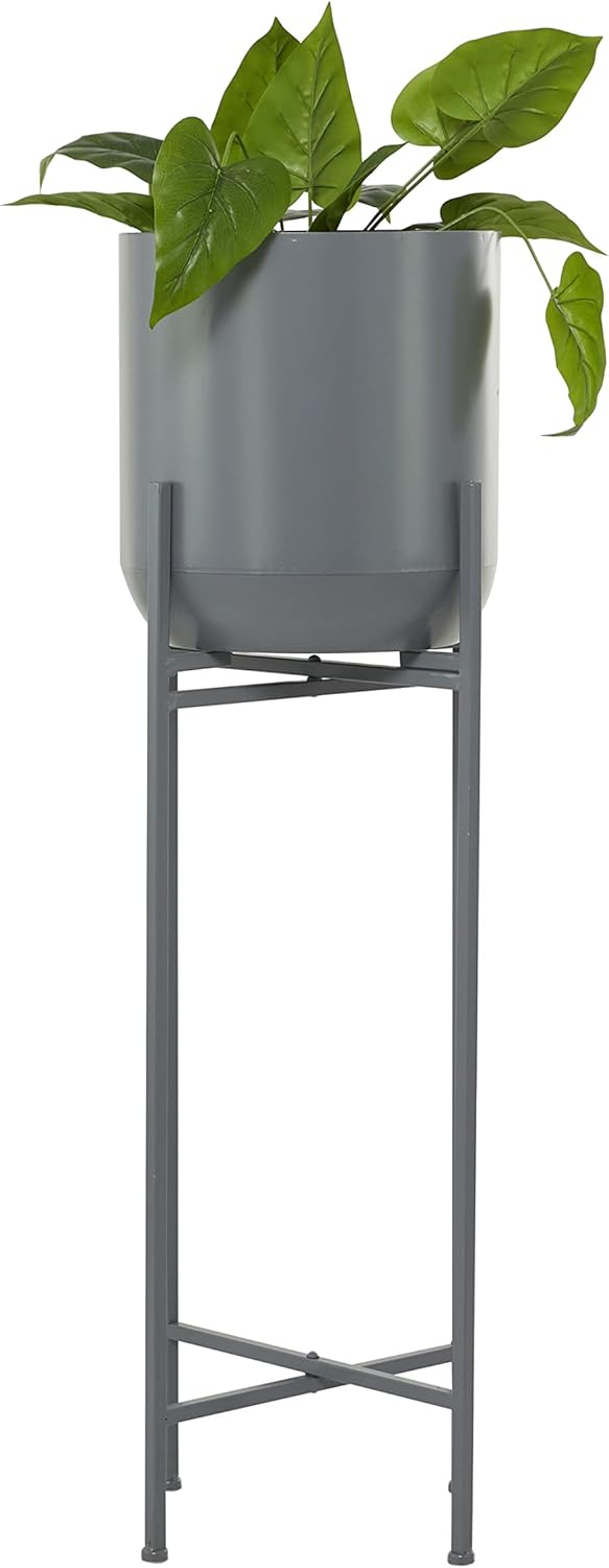 CosmoLiving by Cosmopolitan Metal Indoor Outdoor Planter Dome Large Planter Pot with Removable Stand, Set of 2 Planters 19", 22"H, Gold