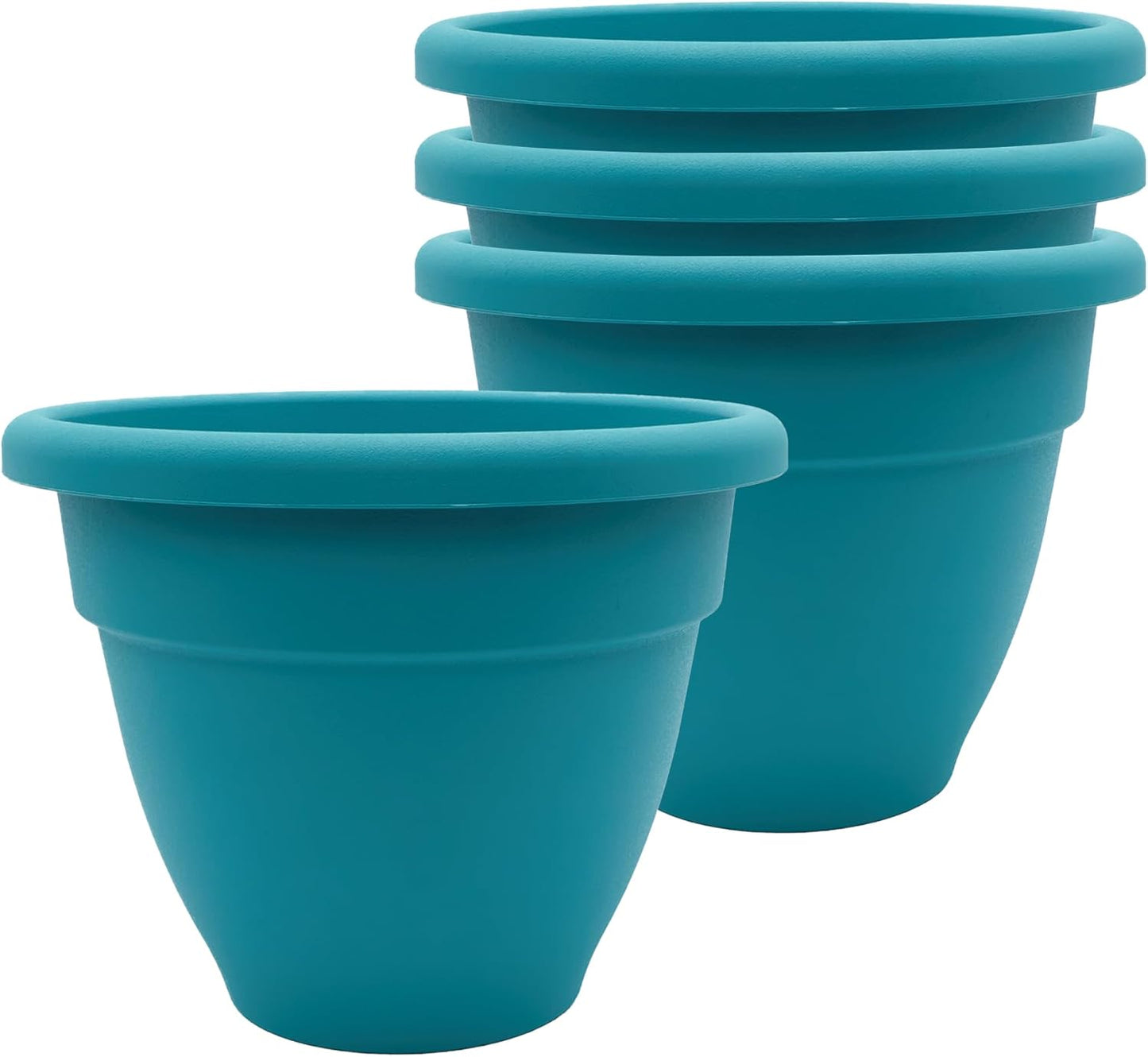 The HC Companies Caribbean Planter Pot - Outdoor & Indoor Plant Pot with Drainage Hole & Plug - Rolled Rim Plastic Pots for Plants & Flowers - Decorative Plant Pot (14" Black, Pack of 1)