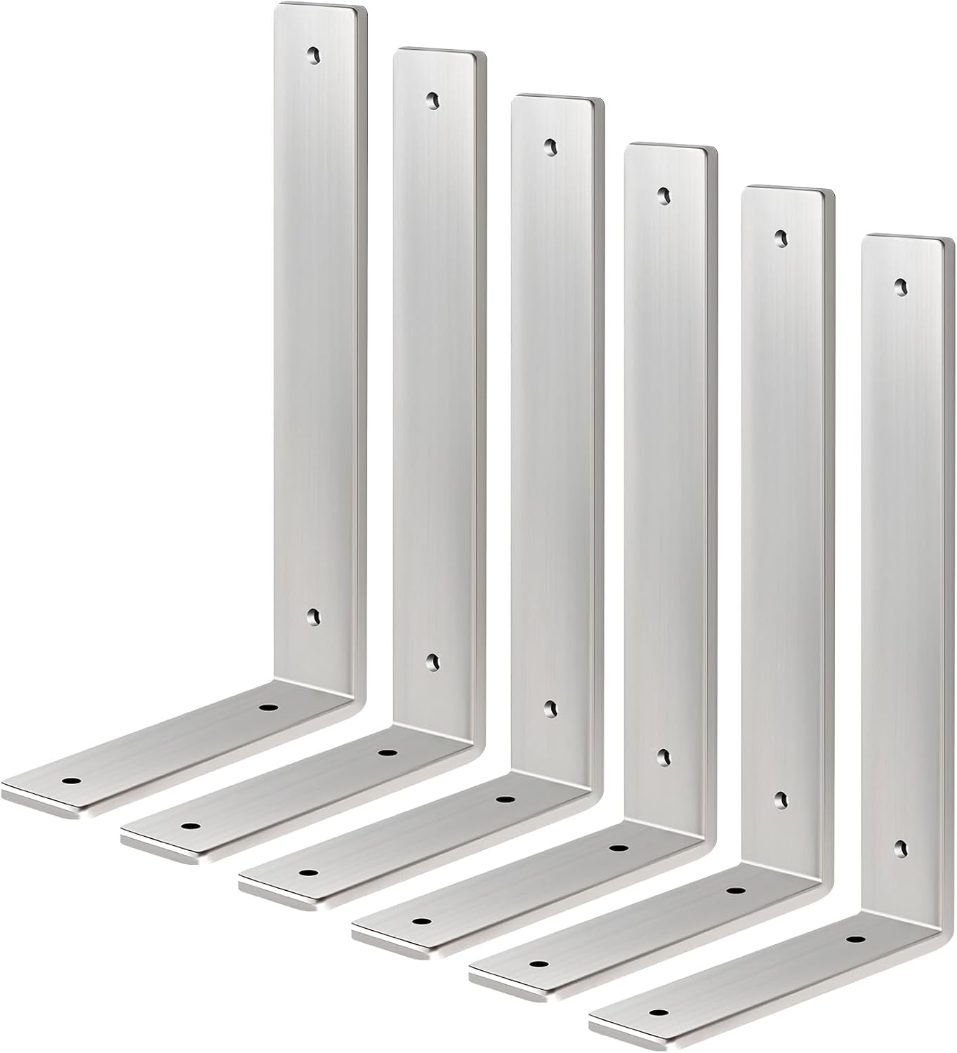 White Floating Shelf Bracket 10 Inch, 6 Pack Heavy Duty Shelf Brackets, Wall Shelf Bracket for DIY Decorative with Mounting Hardware