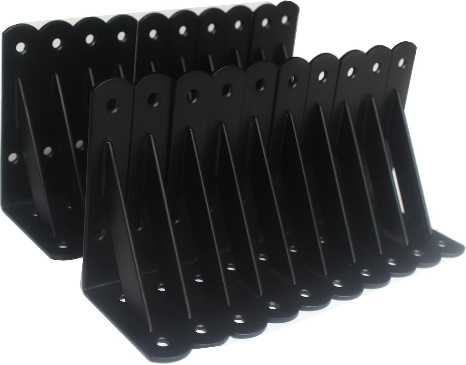 16 Pack L10 x H 8" Black Heavy Duty Shelf Brackets with Screws Metal Shelf Brackets Shelf Support Angle Brackets for Shelves L Brackets Heavy Duty Floating Shelf