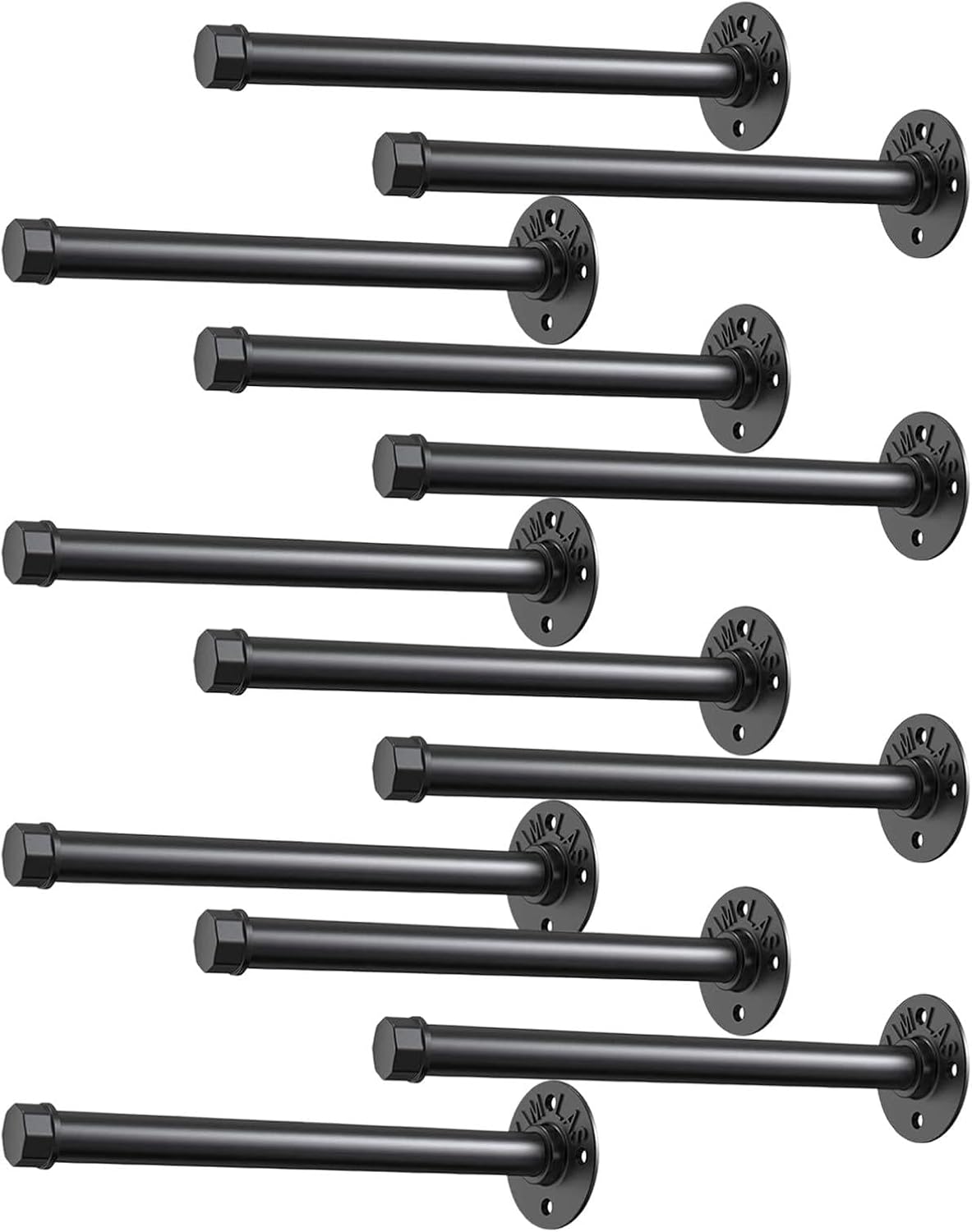 Industrial Pipe Shelf Brackets 12 Pack Floating Shelves L Brackets 12 Inch Black Shelving Bracket Heavy Duty for Wood, Kitchen, Laundry Room, Home Decor Hanger Bedroom