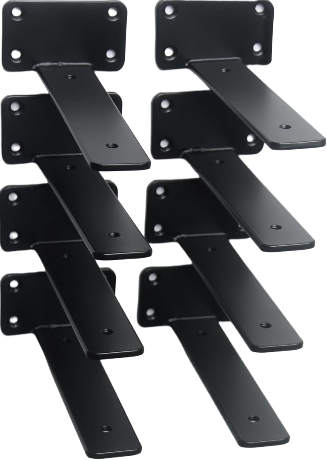 12 Pack - 8 inch Black Hidden L Shelf Bracket (1/5 Inch Thicked) Iron Floating Shelf Brackets Rustic Industrial Metal Brackets for Shelf Support