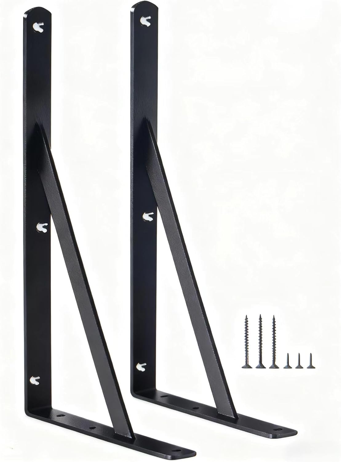 12 Pack L14 x H 10" Black Heavy Duty Shelf Brackets with Screws Metal Shelf Brackets Shelf Support Angle Brackets for Shelves L Brackets Heavy Duty Floating Shelf