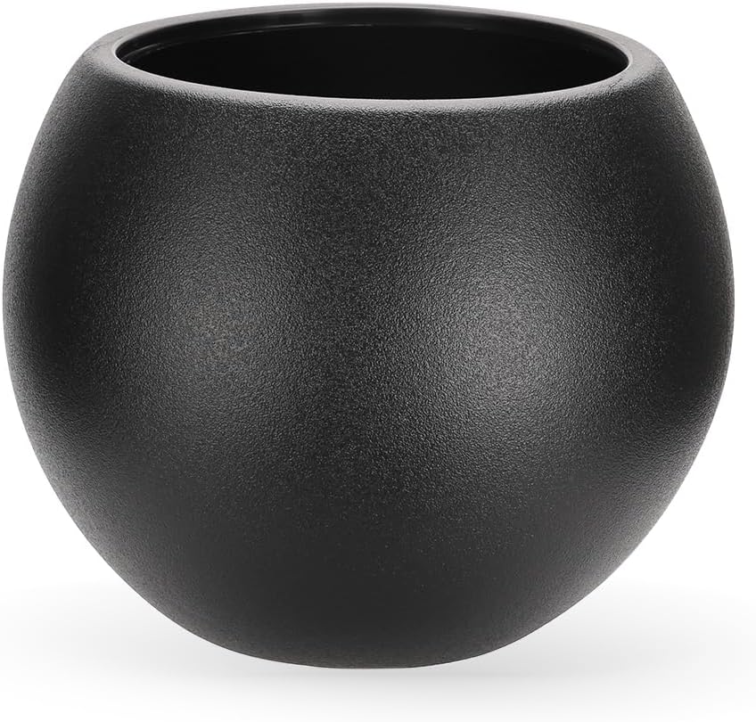 13.78”Dx11”H Large Round Planter,Planters for Indoor Plants & Outdoor,Durable Plastic-Concrete Material Sphere Planter with Drainage Hole & Rubber Plug Weather Resistant,Plant Pot,(9" Pot Opening)