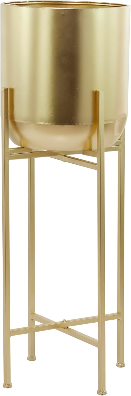 CosmoLiving by Cosmopolitan Metal Indoor Outdoor Planter Dome Large Planter Pot with Removable Stand, Set of 2 Planters 19", 22"H, Gold