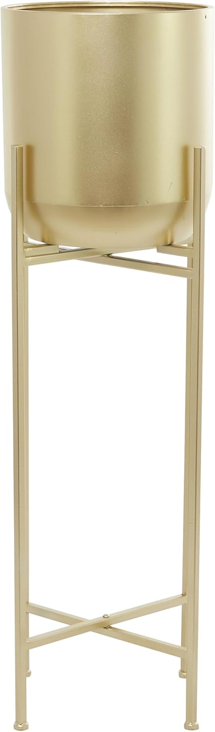 CosmoLiving by Cosmopolitan Metal Indoor Outdoor Planter Dome Large Planter Pot with Removable Stand, Set of 2 Planters 19", 22"H, Gold