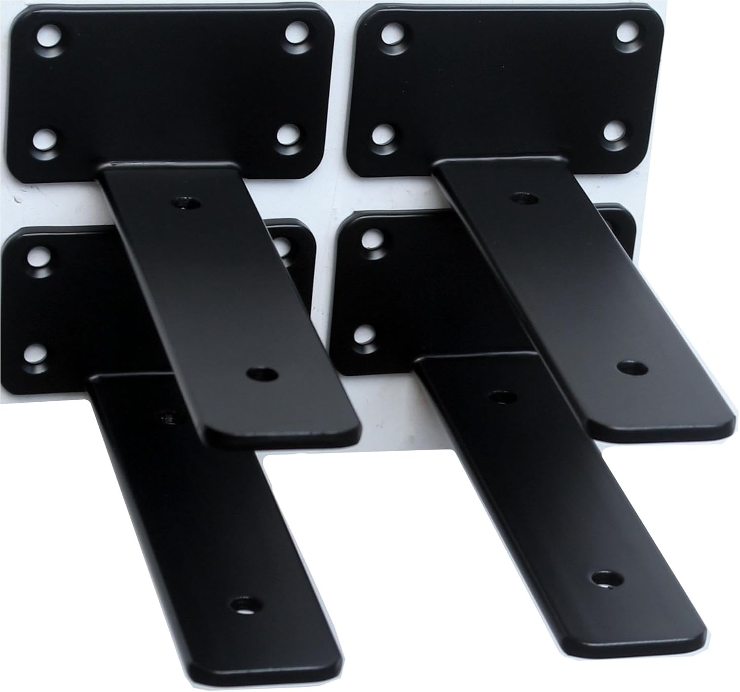 12 Pack - 10 inch Black Hidden L Shelf Bracket (1/5 Inch Thicked) Iron Floating Shelf Brackets Rustic Industrial Metal Brackets for Shelf Support