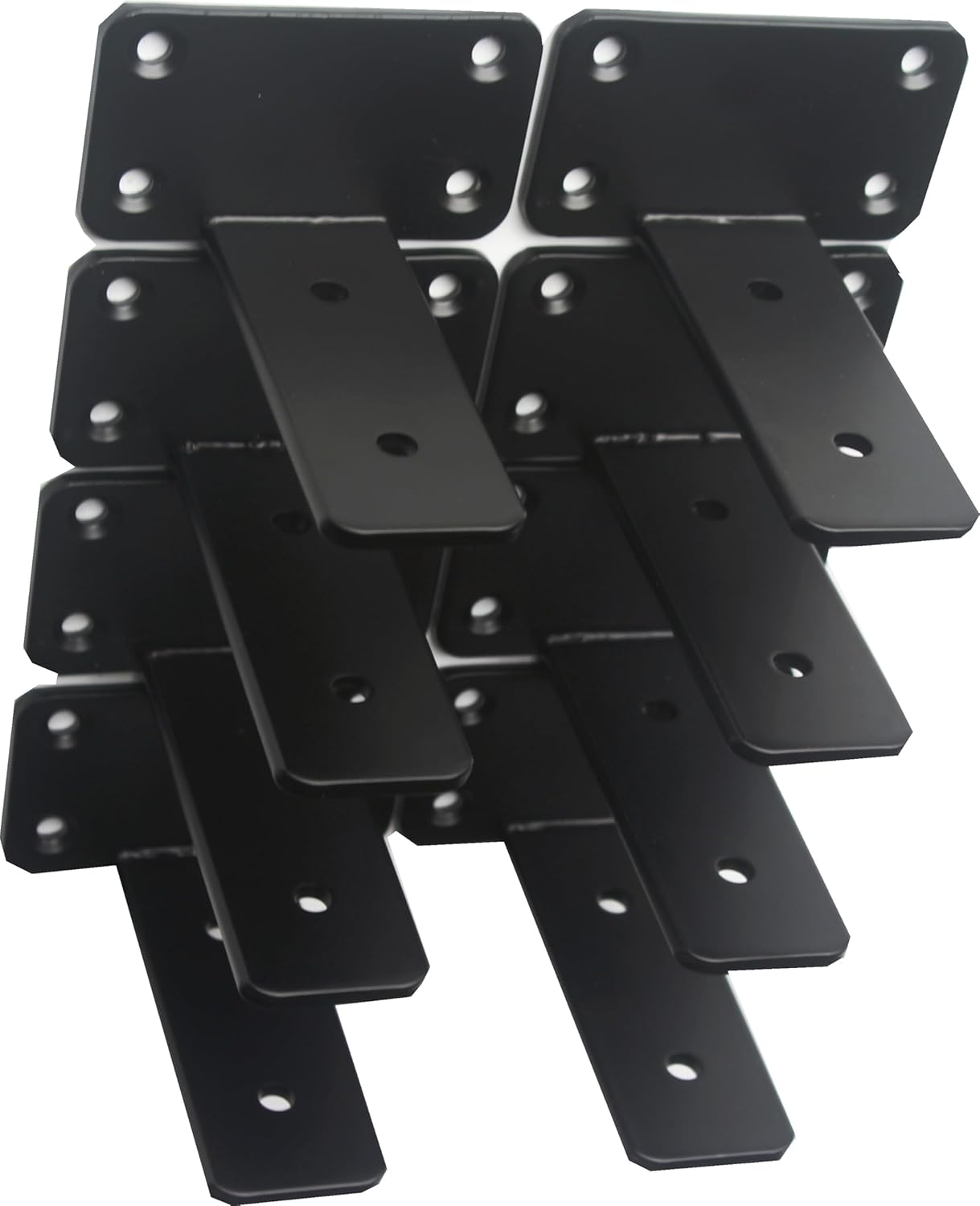 12 Pack - 8 inch Black Hidden L Shelf Bracket (1/5 Inch Thicked) Iron Floating Shelf Brackets Rustic Industrial Metal Brackets for Shelf Support