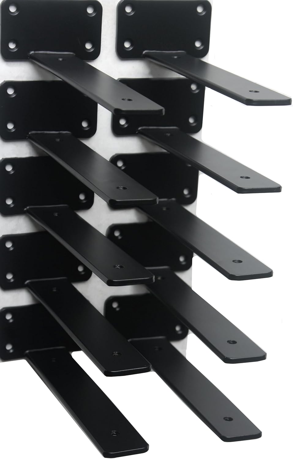 12 Pack - 8 inch Black Hidden L Shelf Bracket (1/5 Inch Thicked) Iron Floating Shelf Brackets Rustic Industrial Metal Brackets for Shelf Support