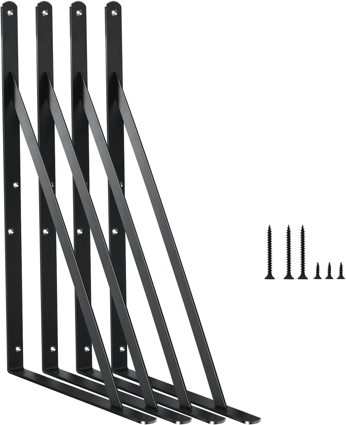 16 Pack L10 x H 8" Black Heavy Duty Shelf Brackets with Screws Metal Shelf Brackets Shelf Support Angle Brackets for Shelves L Brackets Heavy Duty Floating Shelf