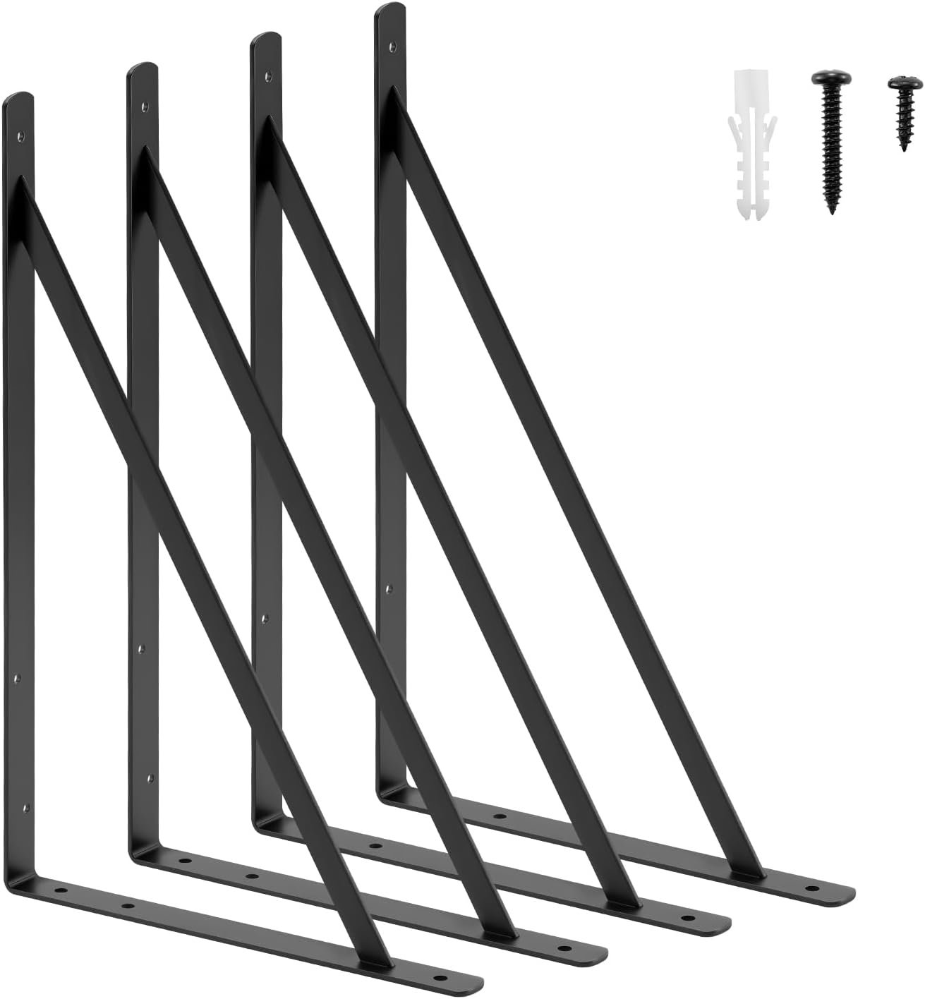 HOME MASTER HARDWARE 12 x 8 inch Heavy Duty Shelf Brackets, Load Capacity: 600lb, 10-Pack White Metal L Supports for Wall Mounted Wood Shelving, Shelves Bracket with Screws