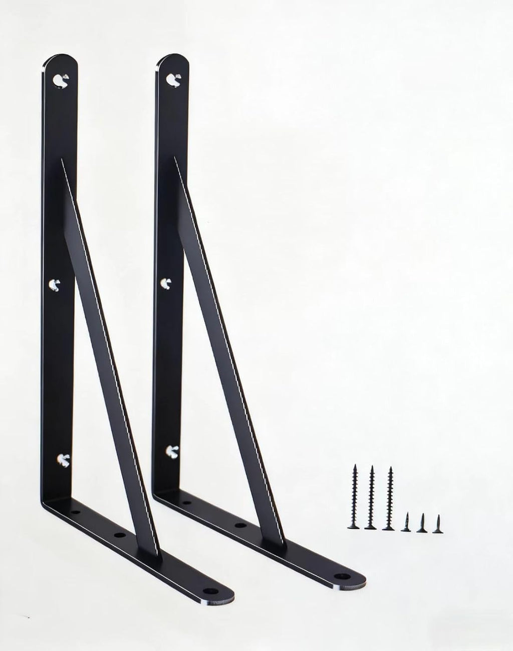 16 Pack L12 x H 8" Black Heavy Duty Shelf Brackets with Screws Metal Shelf Brackets Shelf Support Angle Brackets for Shelves L Brackets Heavy Duty Floating Shelf