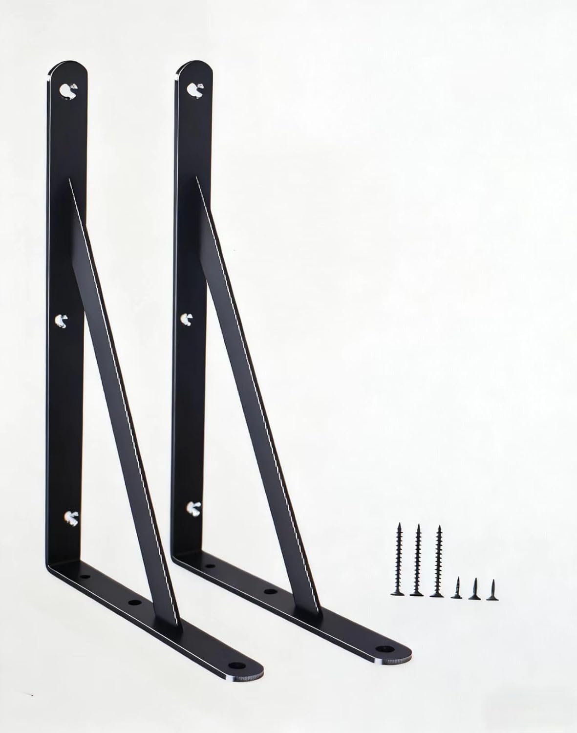 16 Pack L12 x H 8" Black Heavy Duty Shelf Brackets with Screws Metal Shelf Brackets Shelf Support Angle Brackets for Shelves L Brackets Heavy Duty Floating Shelf