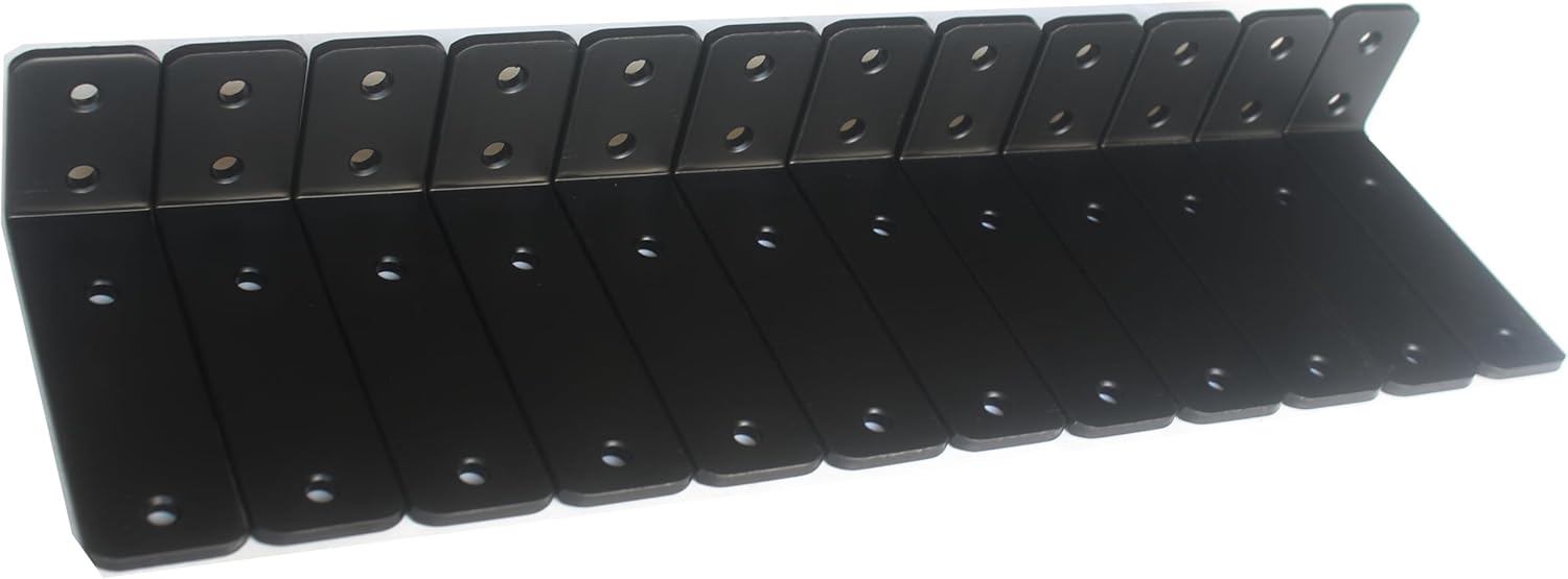 12 Pack - L 8" x H 6" x W1.5, 5mm Thick Black L Shelf Bracket, Iron Shelf Brackets, Metal Shelf Brackets, Floating Shelf, Shelf Supports with Screws