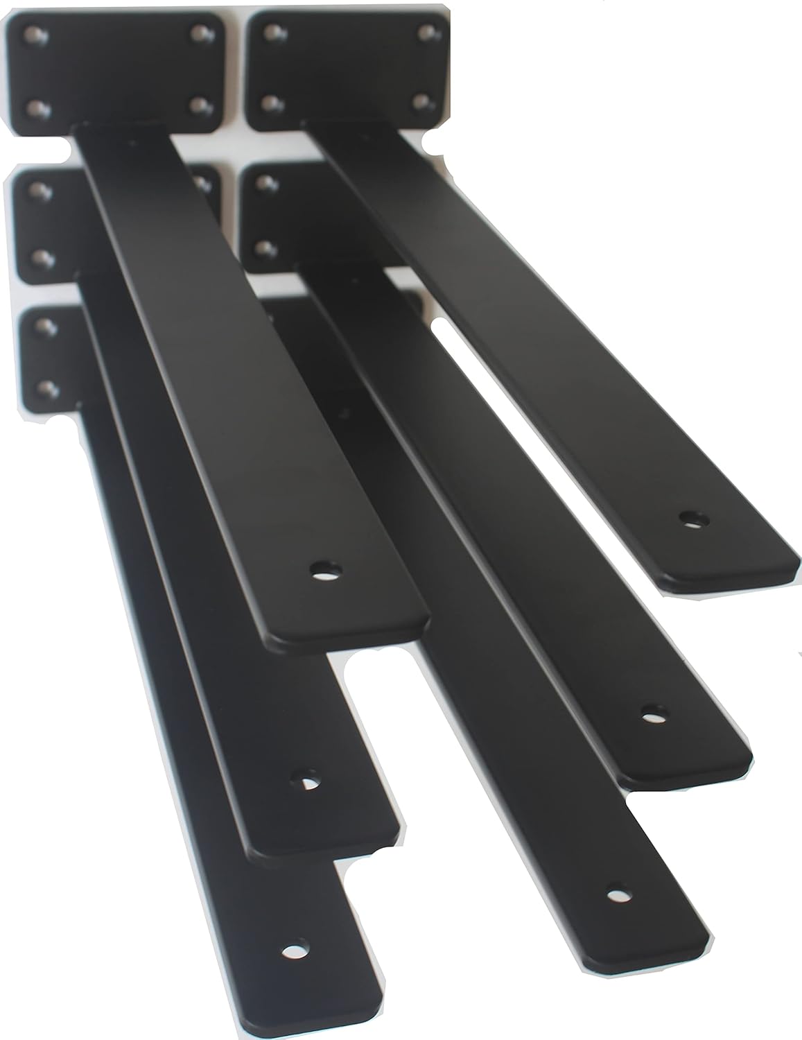 12 Pack - 8 inch Black Hidden L Shelf Bracket (1/5 Inch Thicked) Iron Floating Shelf Brackets Rustic Industrial Metal Brackets for Shelf Support