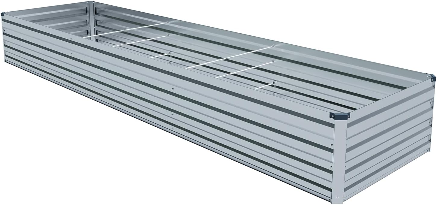 2 Pack 6x3x1FT Galvanized Raised Garden Beds Kit Outdoor Metal Gardening Planter Box for Vegetable Elevated Flower Herbs,Silver