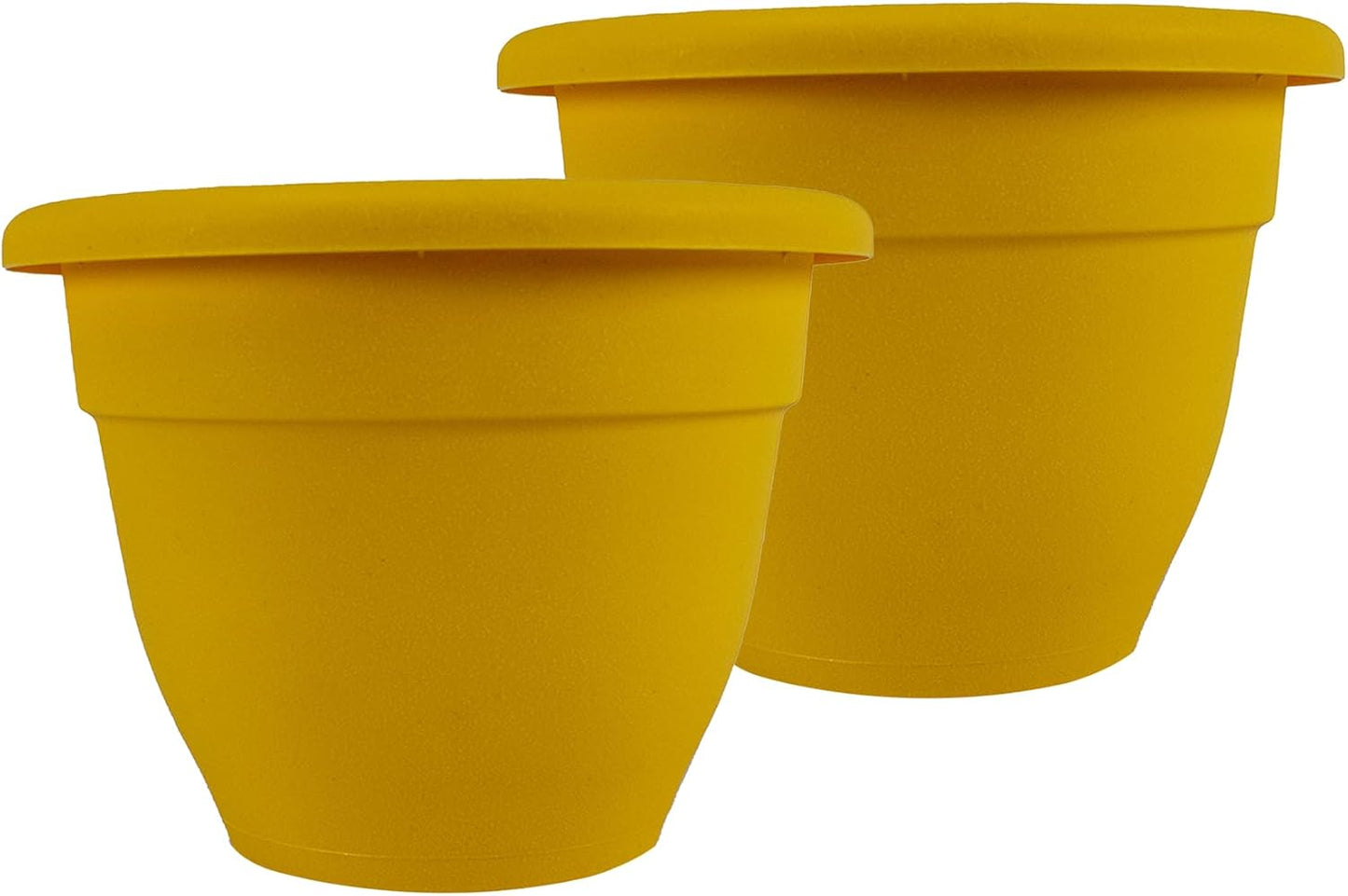 The HC Companies Caribbean Planter Pot - Outdoor & Indoor Plant Pot with Drainage Hole & Plug - Rolled Rim Plastic Pots for Plants & Flowers - Decorative Plant Pot (14" Black, Pack of 1)