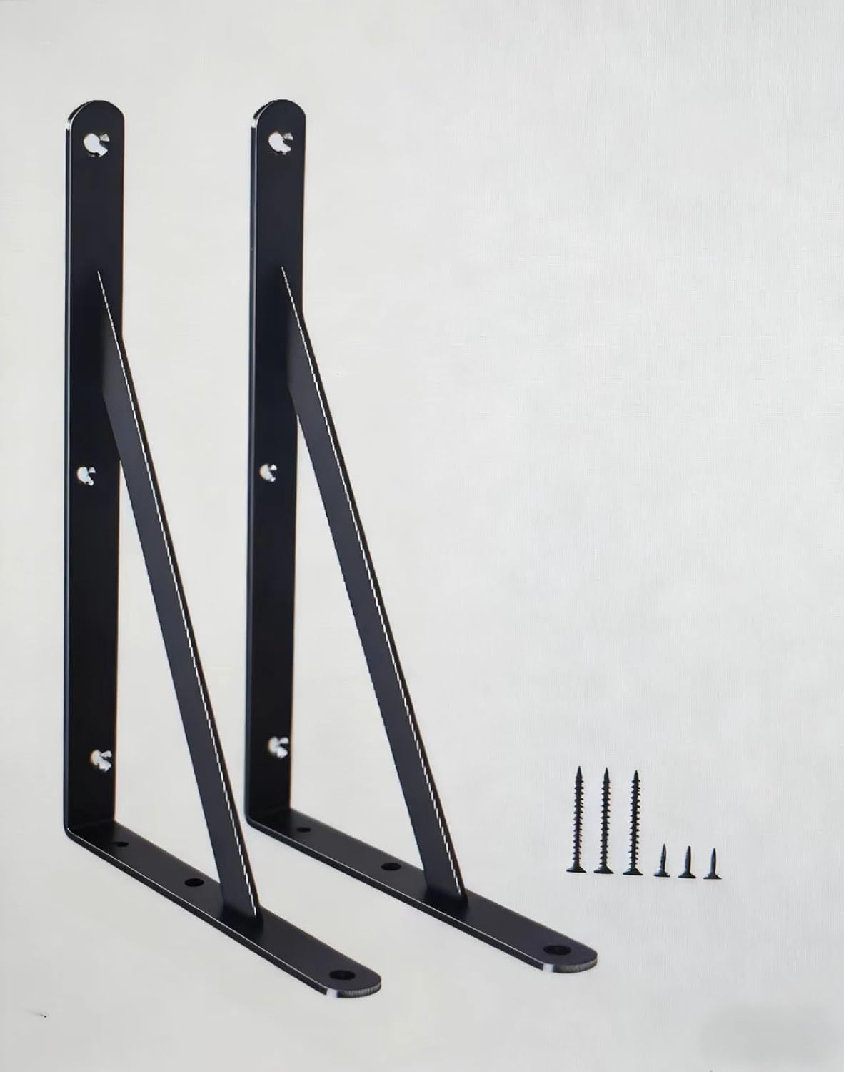 16 Pack L12 x H 8" Black Heavy Duty Shelf Brackets with Screws Metal Shelf Brackets Shelf Support Angle Brackets for Shelves L Brackets Heavy Duty Floating Shelf